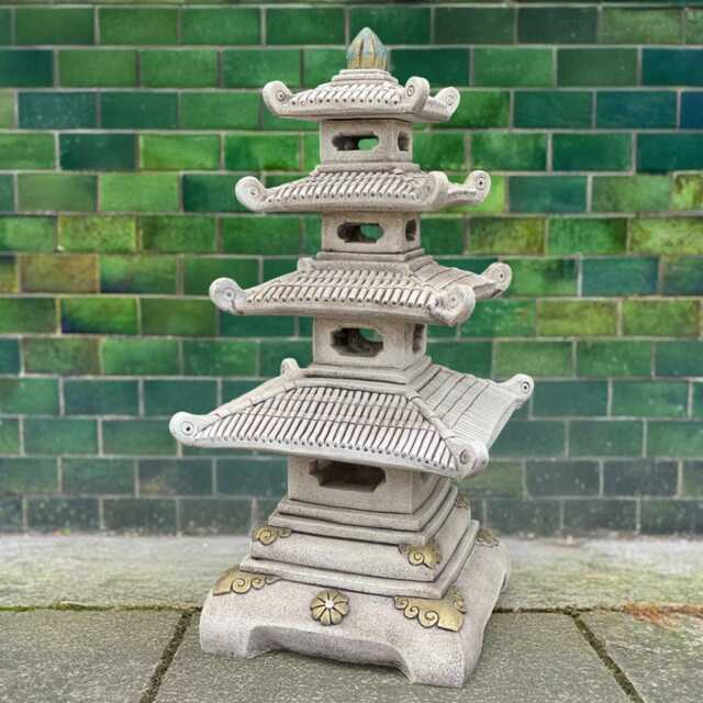 Concrete Black Pagoda Statue Stone Garden Lantern Figurine Outdoor Zen Decor Cement Yard Ornament Japanese Style Sculpture Christmas Gift - image 1