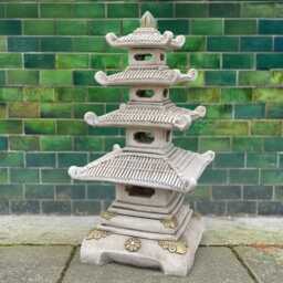 Concrete Black Pagoda Statue Stone Garden Lantern Figurine Outdoor Zen Decor Cement Yard Ornament Japanese Style Sculpture Christmas Gift - thumbnail 1