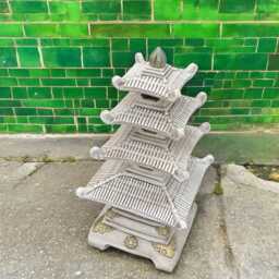 Concrete Black Pagoda Statue Stone Garden Lantern Figurine Outdoor Zen Decor Cement Yard Ornament Japanese Style Sculpture Christmas Gift - thumbnail 3