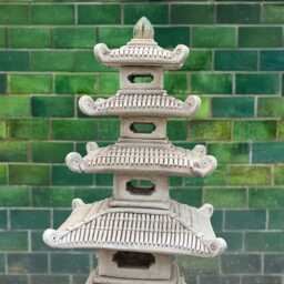 Concrete Black Pagoda Statue Stone Garden Lantern Figurine Outdoor Zen Decor Cement Yard Ornament Japanese Style Sculpture Christmas Gift - thumbnail 2