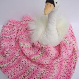 Crochet Baby Blanket Pink Blossom Acrylic Newborn Blanket - thumbnail 3