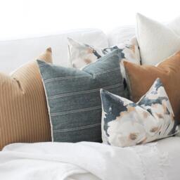 Pin Stripe Cognac Pillow Cover - Tan & White Fall Decorative Custom Carlton - thumbnail 4
