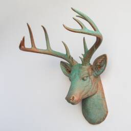 Faux Taxidermy Large Deer Head Wall Mount - Decor Copper Patina Nd7474 - thumbnail 2
