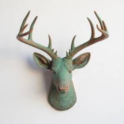 Faux Taxidermy Large Deer Head Wall Mount - Decor Copper Patina Nd7474 - thumbnail 1