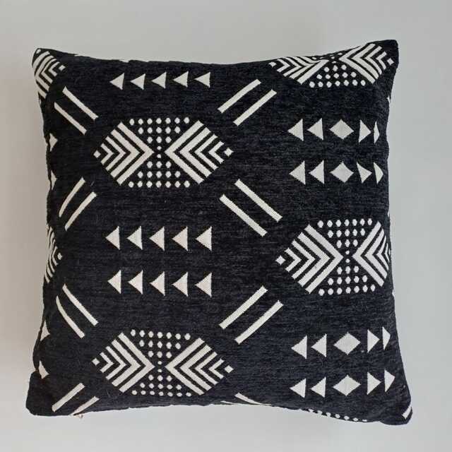 Moroccan Velvet Cushion Cover, Handmade Brocade Rich Black Pillow Decorative 16''x16''/40x40 cm - image 1