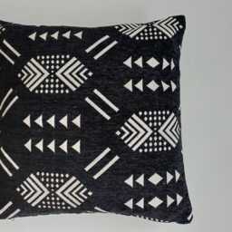 Moroccan Velvet Cushion Cover, Handmade Brocade Rich Black Pillow Decorative 16''x16''/40x40 cm - thumbnail 2