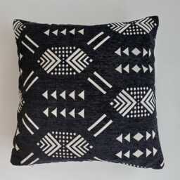 Moroccan Velvet Cushion Cover, Handmade Brocade Rich Black Pillow Decorative 16''x16''/40x40 cm - thumbnail 1