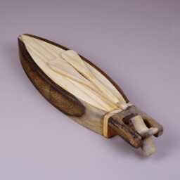 Wooden Boat Toy - Rustic Rowboat With Oars Figurine - thumbnail 4