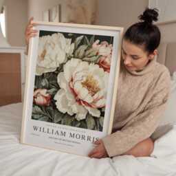 William Morris Print, Art, Exhibition Poster, Botanical Gifts, Peony Decor, Art Sage Green Wall - thumbnail 2
