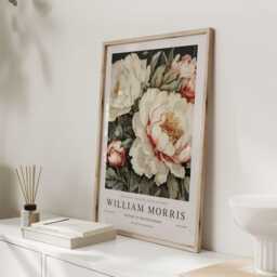 William Morris Print, Art, Exhibition Poster, Botanical Gifts, Peony Decor, Art Sage Green Wall - thumbnail 3