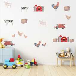 Farm Animal Wall Decals Nursery Stickers Barn Tractor Cow Pig Chicken Peel & Stick Decor Baby Room - thumbnail 2