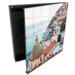 Mediterranean Charm Wall Mounted Key Cabinet, Orange Box For Wall, Photographic Cities, Lovers Of Travel & Architecture