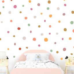 Boho Polka Dot Wall Decals Neutral Rainbow Nursery Decor - 140 Pack - thumbnail 2