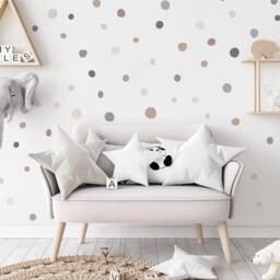 Boho Polka Dot Wall Decals Neutral Rainbow Nursery Decor - 140 Pack - thumbnail 3