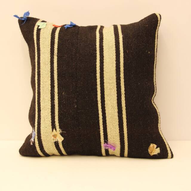Vintage Turkish Kilim Pillow Cover, 18x18 Wool Cushion - image 1