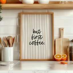 But First Coffee Wall Art Print -- Kitchen Quote Decor, Neutral Lover Art, Minimalist Modern Home Print, Unframed - thumbnail 1