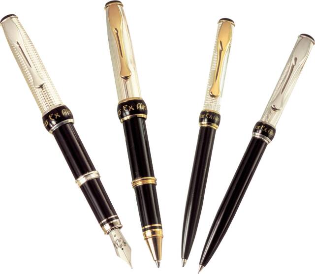 Pen Set Handmade in Italy Sterling Silver Black Lacquer - image 1