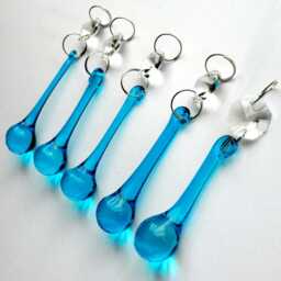Teal Antique Turquoise Chandelier Drops Glass Crystals Droplets Tear Drop Beads Christmas Tree Wedding Wishing Charms Decorations Orb Prisms - thumbnail 2