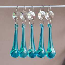 Teal Antique Turquoise Chandelier Drops Glass Crystals Droplets Tear Drop Beads Christmas Tree Wedding Wishing Charms Decorations Orb Prisms