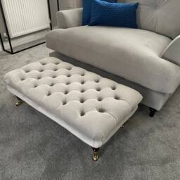 100 cm X 54 Deep Buttoned Oxford Footstool, Coffee Table, in Luxurious Velvet Type Fabric Delivery To UK Only - thumbnail 2