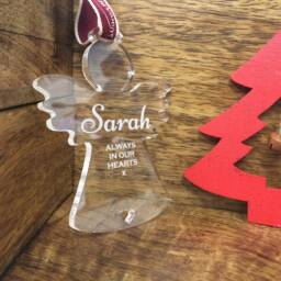 Personalised Memorial Angel Christmas Tree Decoration - Perfect Way To Remember A Loved One This Any Name Engraved - thumbnail 1