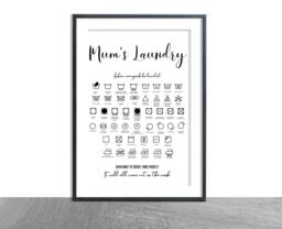 Laundry Guide Care Instructions & Utility Symbols Print - Home D??cor Washing Room Labels New Gift - thumbnail 1