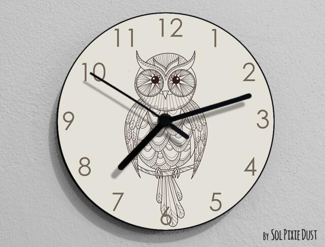 Owl Hand Drawing 1 Wall Clock - Kids Nursery Room, Teens Baby Room - image 1