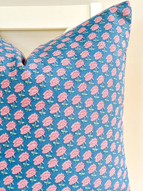 Indian Block Print Pillow Cover , Cotton Voile Hand Mede - image 1