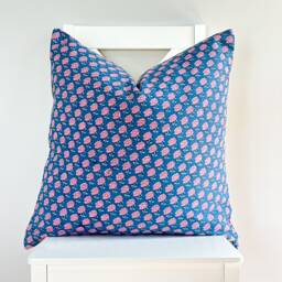 Indian Block Print Pillow Cover , Cotton Voile Hand Mede - thumbnail 2