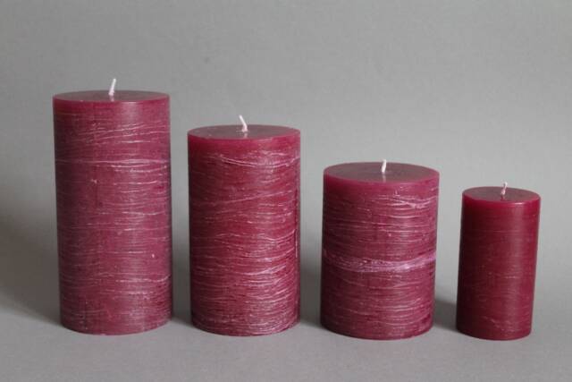 Violet Purple & Rustic Pillar Candle Handmade Dyed in 4 Sizes - image 1