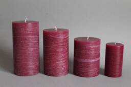 Violet Purple & Rustic Pillar Candle Handmade Dyed in 4 Sizes - thumbnail 1