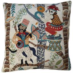 Jungle Harmony Monkey Orchestra Cushion Cover With Musical Animal Musicians & Instruments - thumbnail 3