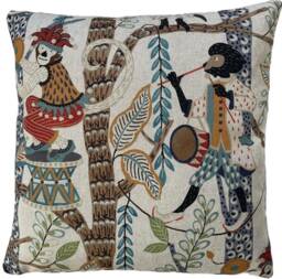 Jungle Harmony Monkey Orchestra Cushion Cover With Musical Animal Musicians & Instruments - thumbnail 1