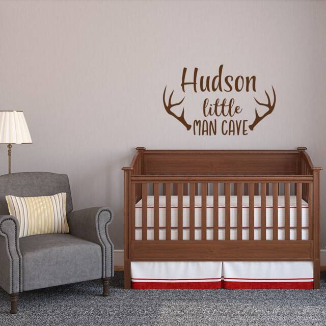 Woodland Name Wall Decal Deer Antlers, Baby Boy Nursery Decor Ww176 - image 1