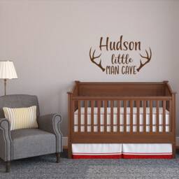 Woodland Name Wall Decal Deer Antlers, Baby Boy Nursery Decor Ww176 - thumbnail 1
