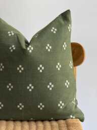 Custom Hmong Textile Pillow Cover Green Ethnic Home Decor - thumbnail 1