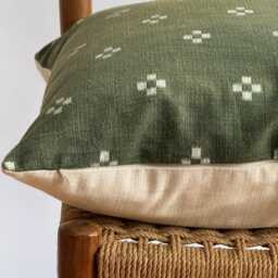 Custom Hmong Textile Pillow Cover Green Ethnic Home Decor - thumbnail 4