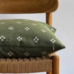 Custom Hmong Textile Pillow Cover Green Ethnic Home Decor - thumbnail 2
