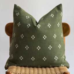 Custom Hmong Textile Pillow Cover Green Ethnic Home Decor - thumbnail 3