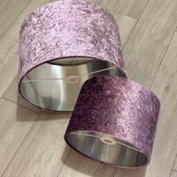 New Luxury Quality Crushed Lilac Purple Velvet Fabric With Brushed Metallics Lining Lamp Shade Pendant Light in Multi Sizes - thumbnail 4