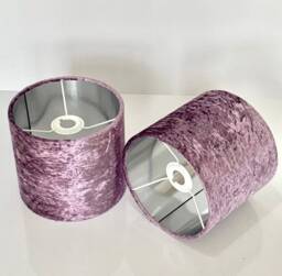 New Luxury Quality Crushed Lilac Purple Velvet Fabric With Brushed Metallics Lining Lamp Shade Pendant Light in Multi Sizes - thumbnail 1