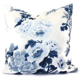 Schumacher Indigo Blue Pyne Hollyhock Cover Lumbar Cover, Throw Pillow, Accent Floral Rmt - thumbnail 3