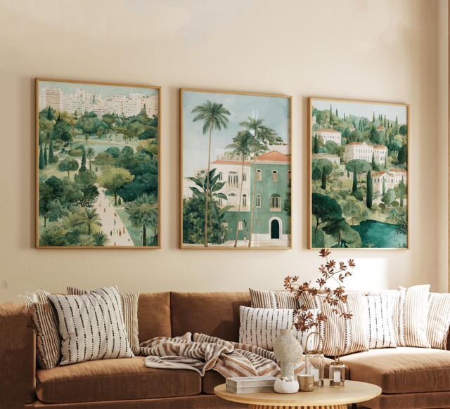 Set Of 3 Beirut Posters, Lebanon Travel Wall Art, Mediterranean City Print Set, Modern Artwork, Coastal Home Decor, Urban Landscape Style - image 1