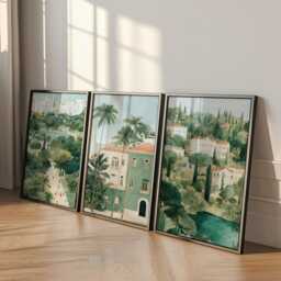 Set Of 3 Beirut Posters, Lebanon Travel Wall Art, Mediterranean City Print Set, Modern Artwork, Coastal Home Decor, Urban Landscape Style - thumbnail 3