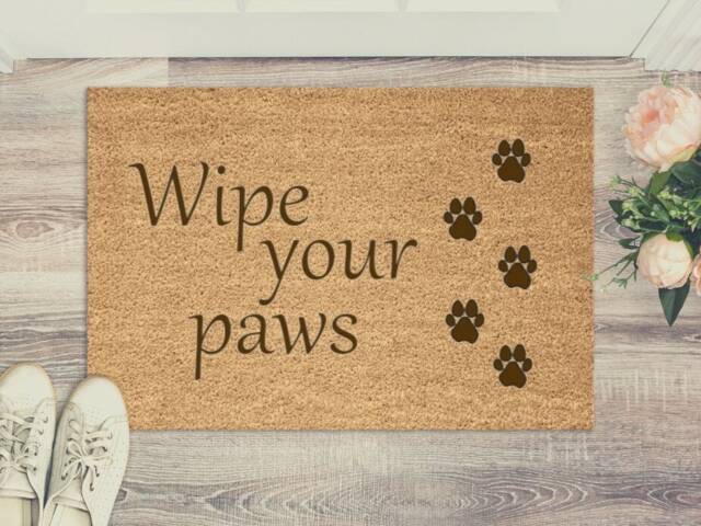 Wipe Your Paws - Natural Door Mat Brown Coir Doormat New Home Or House Mats Housewarming Gift For Couples Funny Pun Dogs Dog Owner - image 1