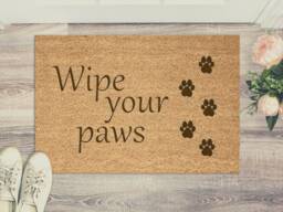 Wipe Your Paws - Natural Door Mat Brown Coir Doormat New Home Or House Mats Housewarming Gift For Couples Funny Pun Dogs Dog Owner - thumbnail 1