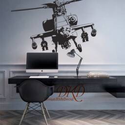 Large Airplane Wall Decal Sticker Mural, Biplane Theme Boy Room Decor, Decal, Nursery, Kids Vinyl Decal-Dk359 - thumbnail 2