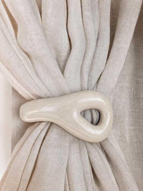 Decorative Handcrafted Ceramic Twisted Wall Curtain Tieback - Stoneware Tieback, Choice Of Colors Handmade in France - image 1