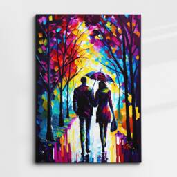 Couple Walking Starry Night Abstract Oil Painting Style Wall Art, Framed Canvas Poster Print, Home Kitchen Office Room Decor, Gifts - thumbnail 3