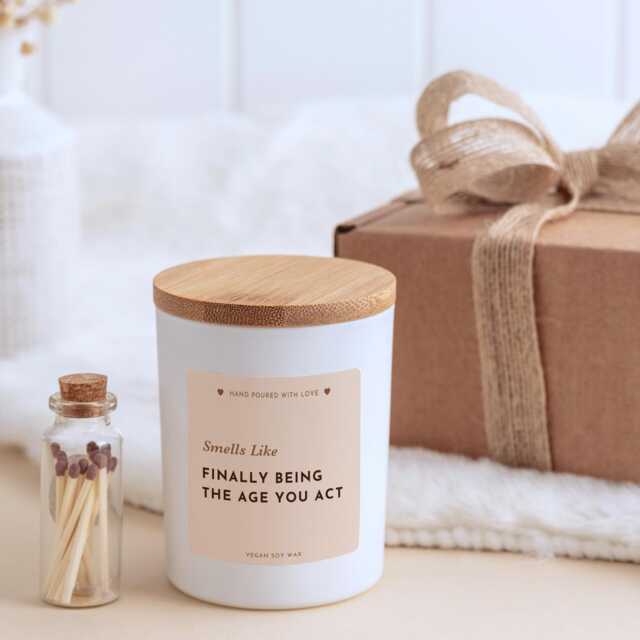 Smells Like Finally Being The Age You Act Funny Birthday Candle Gift For Him Her - image 1
